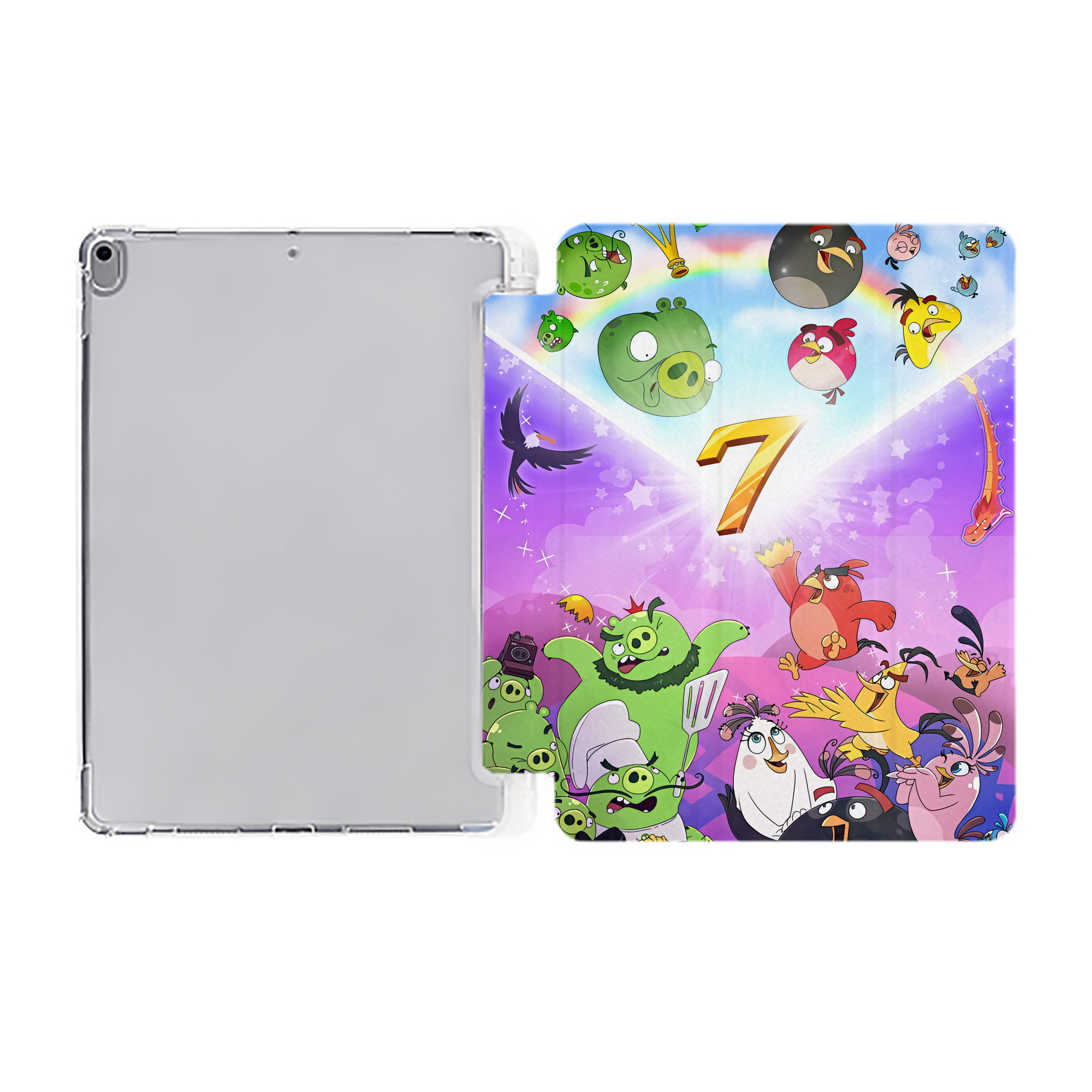 （画像用） Angry Birds アングリーバード IPad ケース ペン収納付き 三つ折りスタンド PUレザー×シリコン 対応機種9.5/10.5/10.9インチ